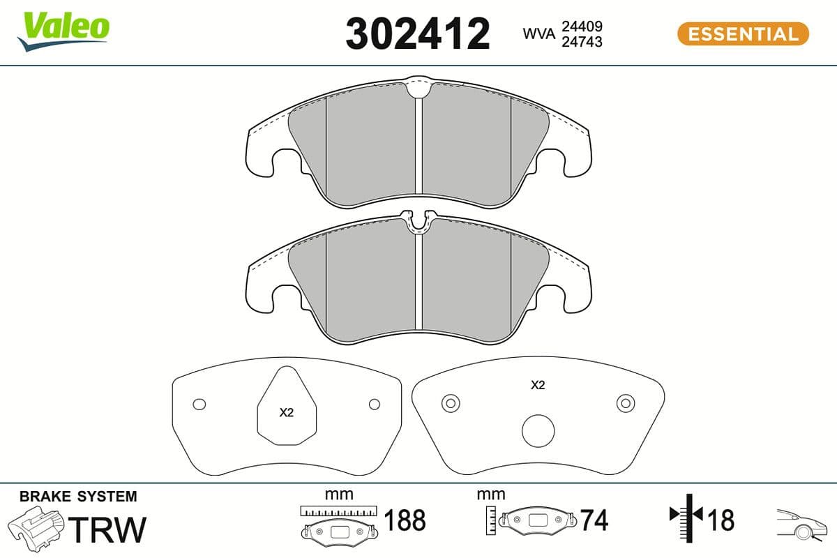 set placute frana,frana disc VALEO 302412