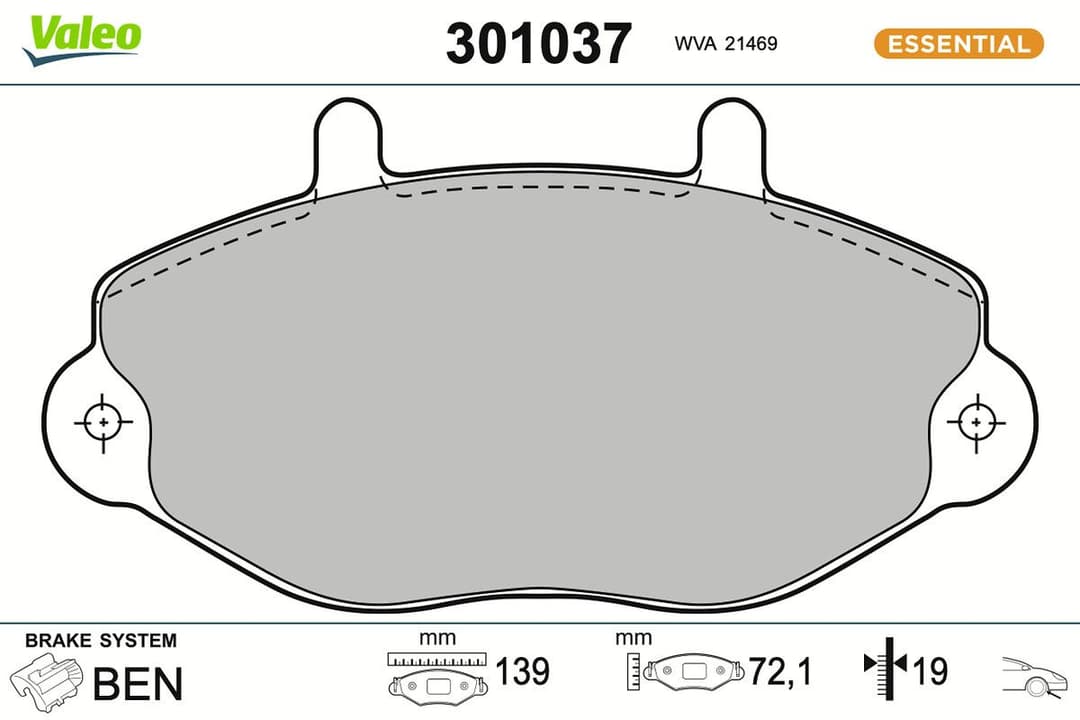 set placute frana,frana disc VALEO ESSENTIAL 301037