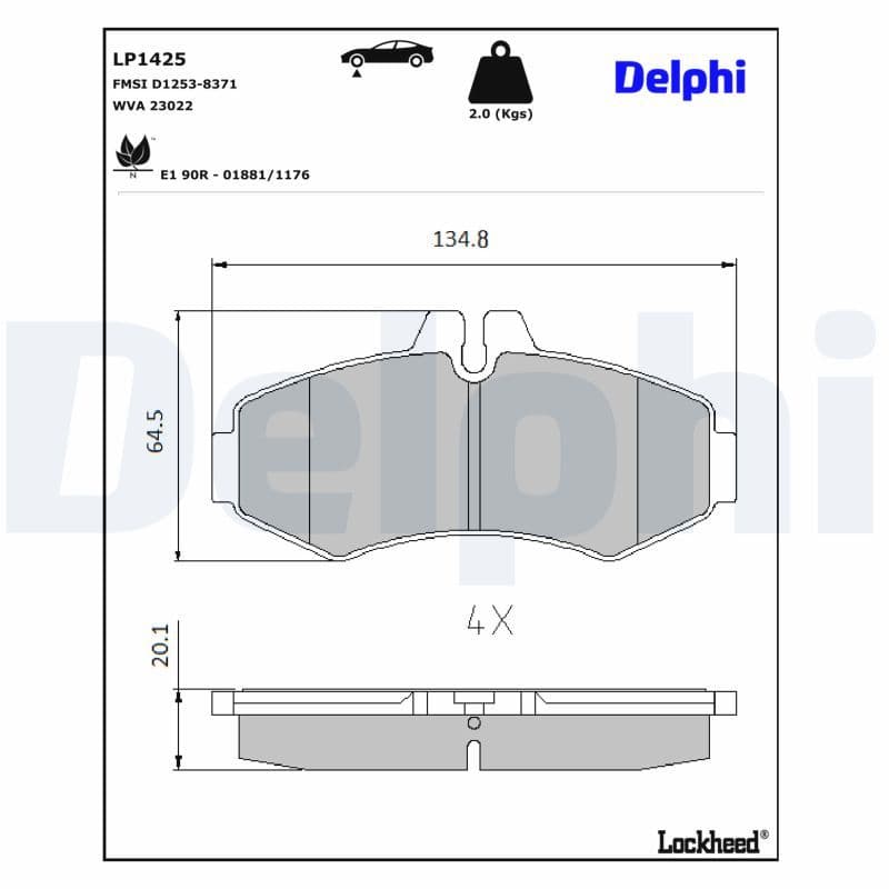 set placute frana,frana disc DELPHI LP1425