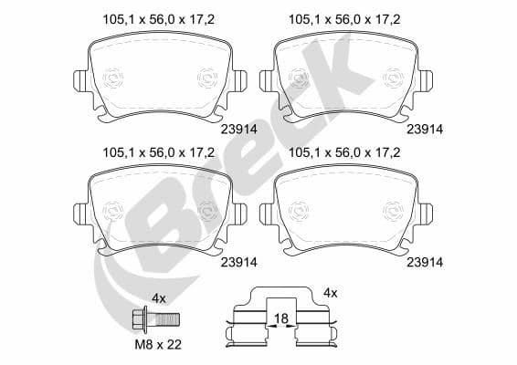 set placute frana,frana disc BRECK 23914 00 704 00