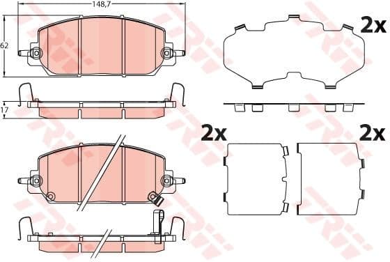 set placute frana,frana disc TRW GDB2244