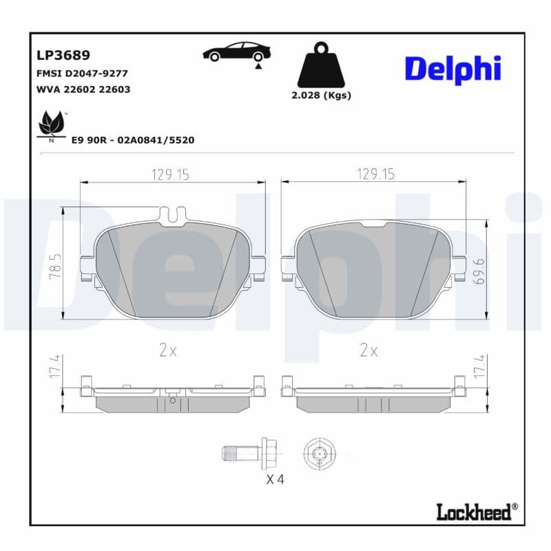 set placute frana,frana disc DELPHI LP3689