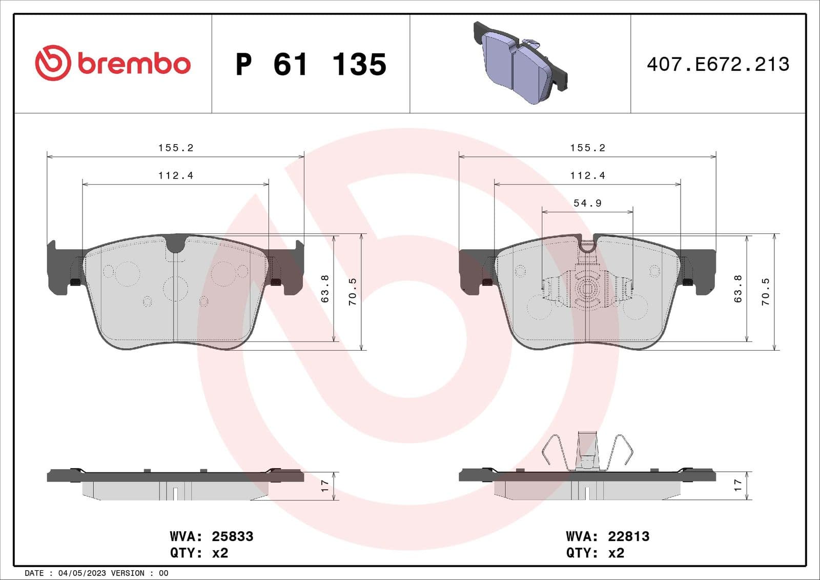 set placute frana,frana disc BREMBO PRIME LINE P 61 135