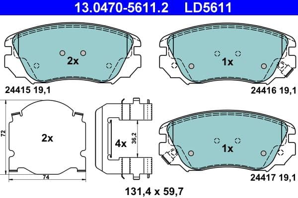 set placute frana,frana disc ATE Ceramic 13.0470-5611.2