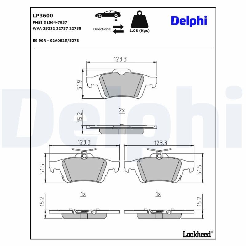 set placute frana,frana disc DELPHI LP3600