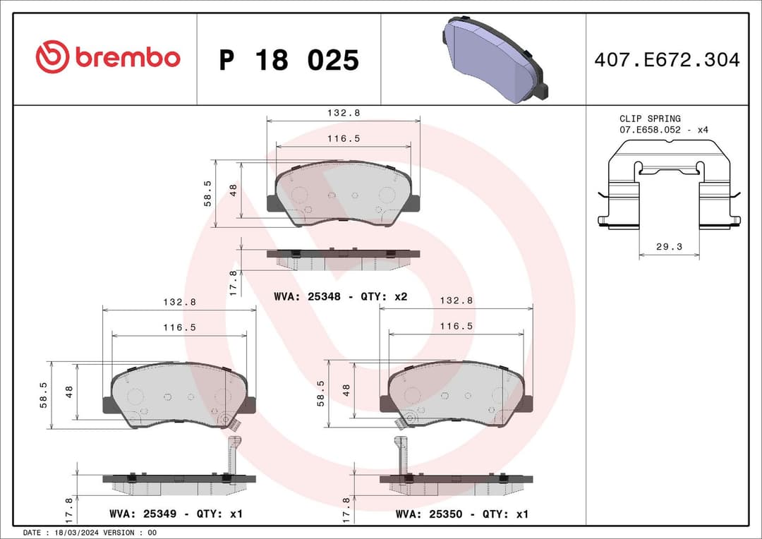 set placute frana,frana disc BREMBO PRIME LINE P 18 025