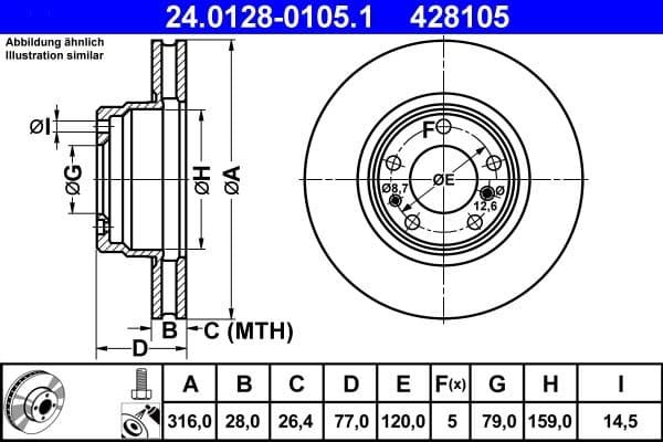 Disc frana ATE 24.0128-0105.1