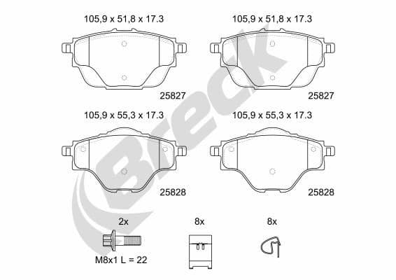 set placute frana,frana disc BRECK 25827 00 704 00