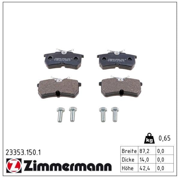 set placute frana,frana disc ZIMMERMANN 23353.150.1