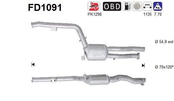 Filtru funingine/particule, sist.de esapament AS FD1091