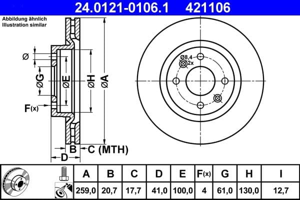 Disc frana ATE 24.0121-0106.1