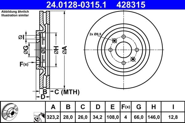 Disc frana ATE 24.0128-0315.1