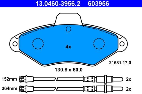 set placute frana,frana disc ATE 13.0460-3956.2