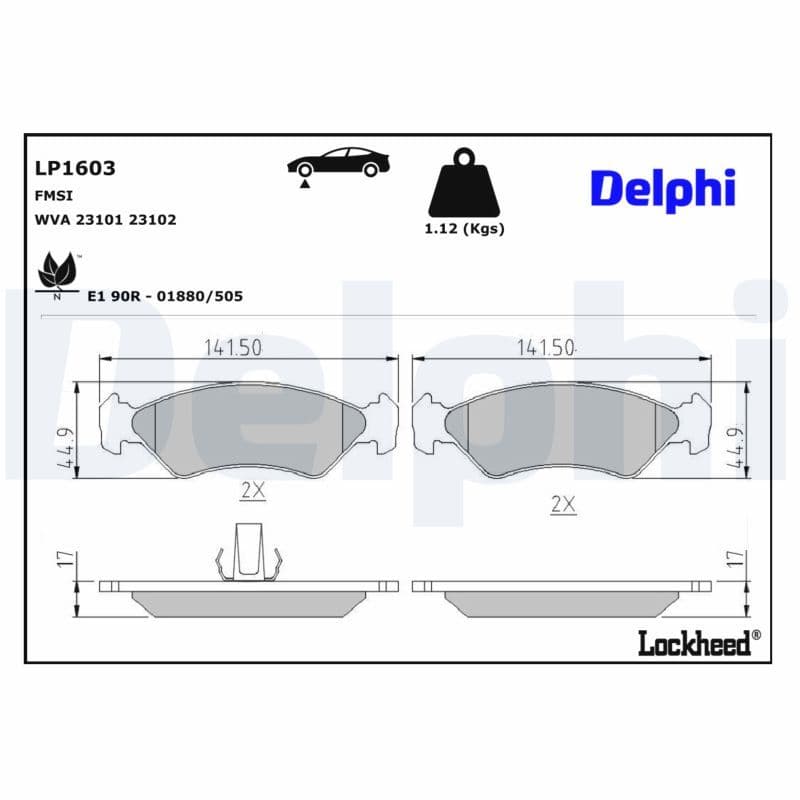 set placute frana,frana disc DELPHI LP1603