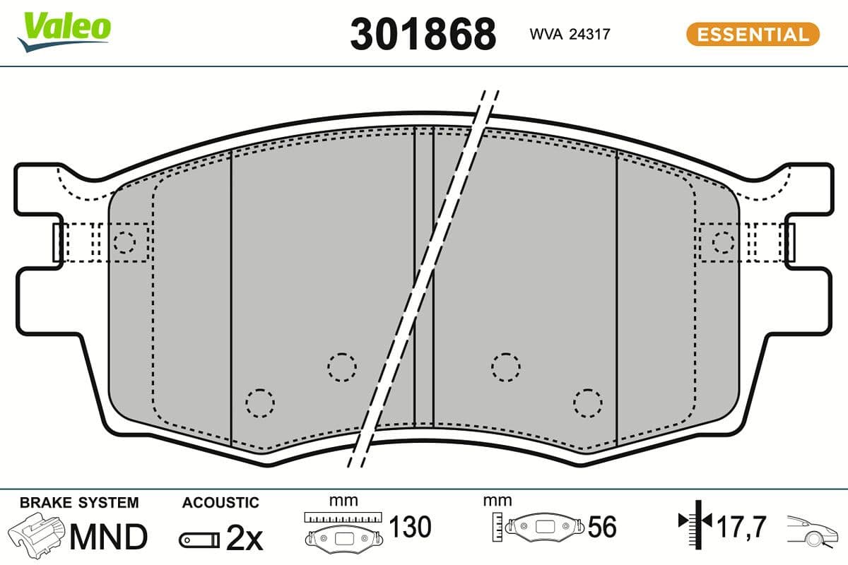 set placute frana,frana disc VALEO ESSENTIAL 301868