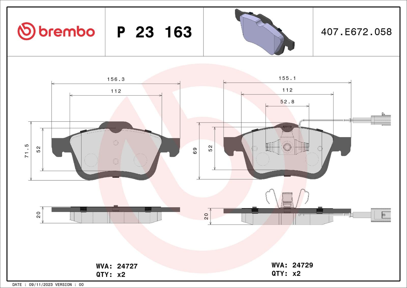 set placute frana,frana disc BREMBO PRIME LINE P 23 163