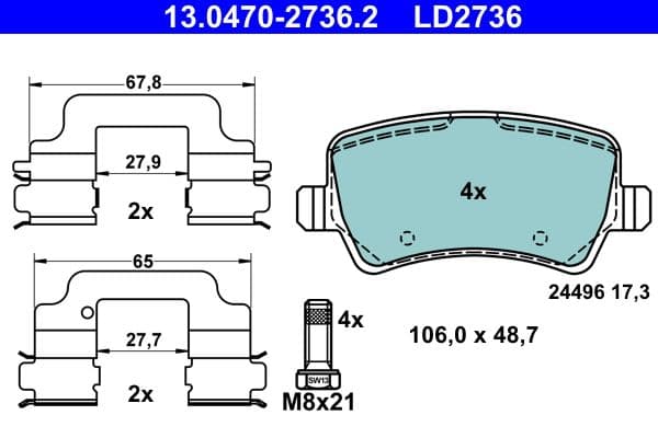 set placute frana,frana disc ATE Ceramic 13.0470-2736.2