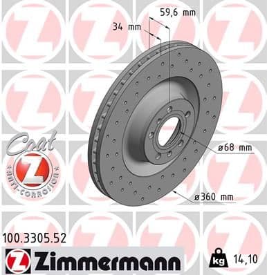 Disc frana ZIMMERMANN SPORT Z 100.3305.52