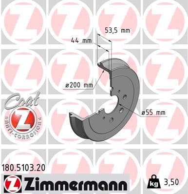 Tambur frana ZIMMERMANN COAT Z 180.5103.20