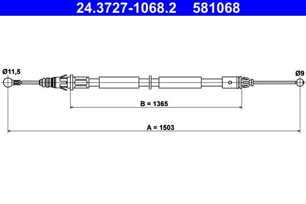 Cablu, frana de parcare ATE 24.3727-1068.2