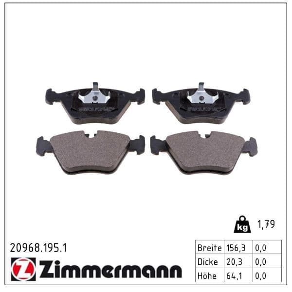set placute frana,frana disc ZIMMERMANN 20968.195.1