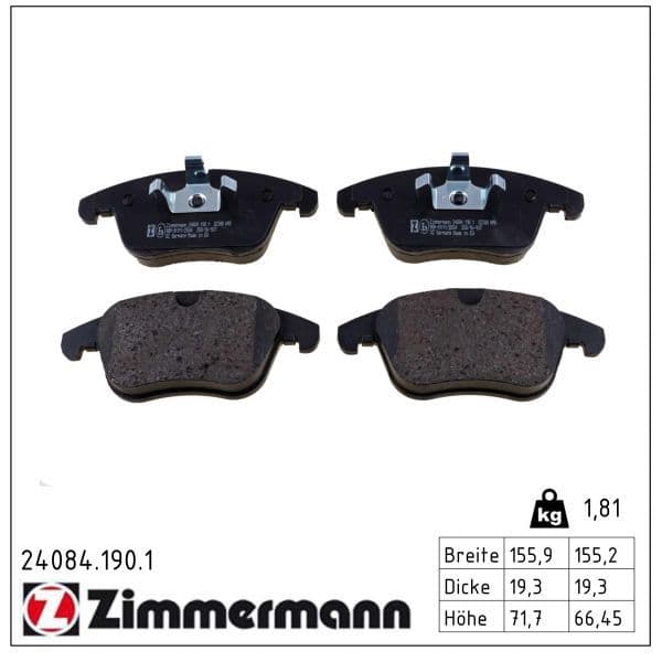 set placute frana,frana disc ZIMMERMANN 24084.190.1