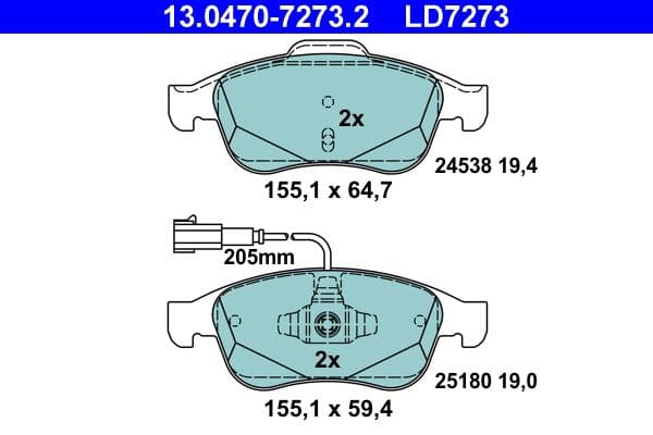 set placute frana,frana disc ATE Ceramic 13.0470-7273.2
