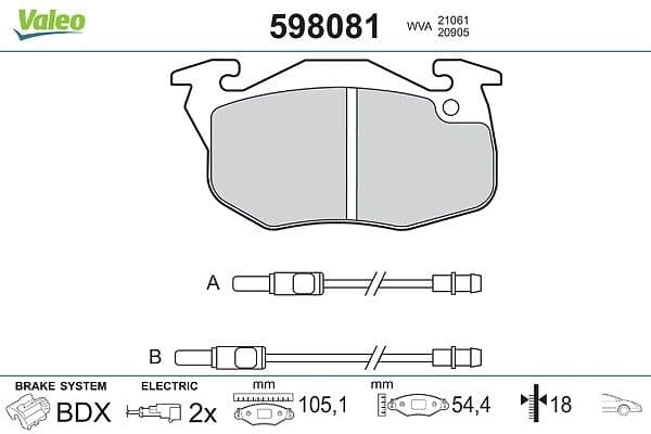 set placute frana,frana disc VALEO 598081