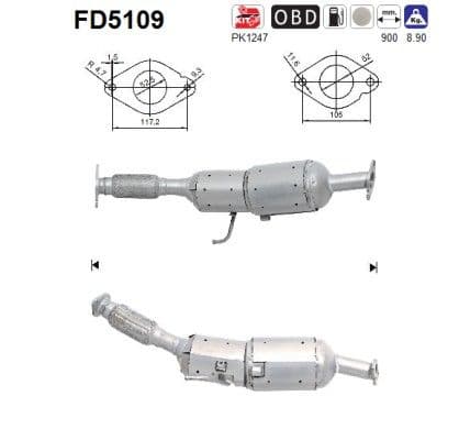 Filtru funingine/particule, sist.de esapament AS FD5109