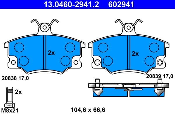 set placute frana,frana disc ATE 13.0460-2941.2