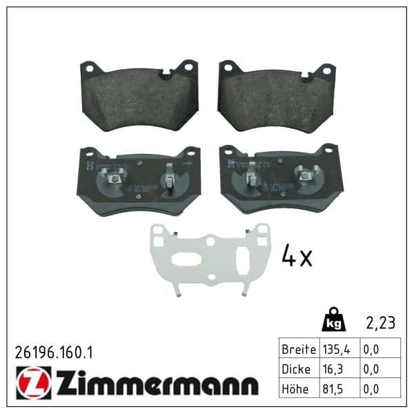 set placute frana,frana disc ZIMMERMANN 26196.160.1