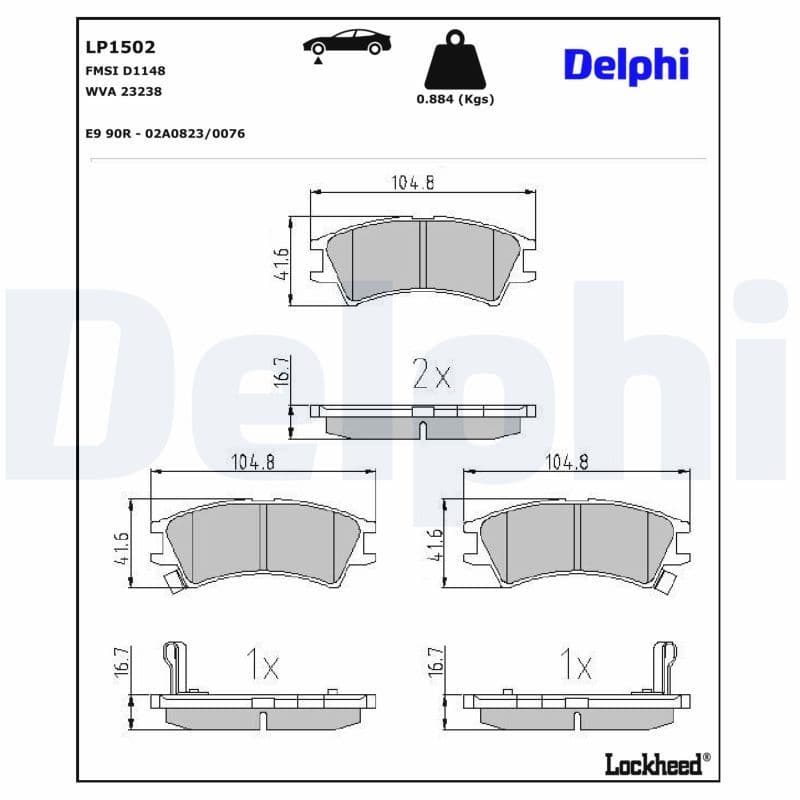 set placute frana,frana disc DELPHI LP1502