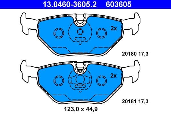 set placute frana,frana disc ATE 13.0460-3605.2
