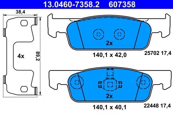 set placute frana,frana disc ATE 13.0460-7358.2
