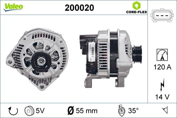 Generator / Alternator VALEO CORE-FLEX 200020