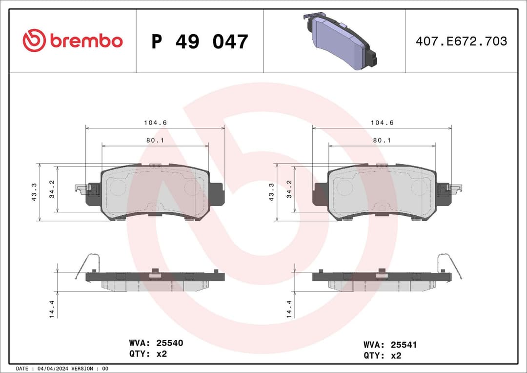 set placute frana,frana disc BREMBO P 49 047