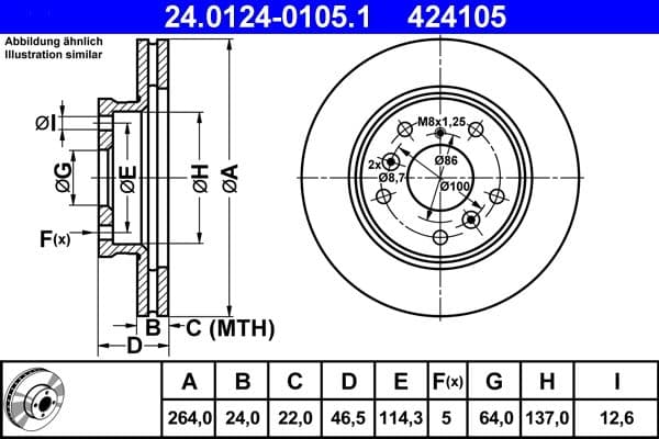 Disc frana ATE 24.0124-0105.1