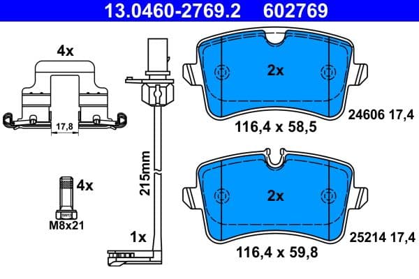 set placute frana,frana disc ATE 13.0460-2769.2