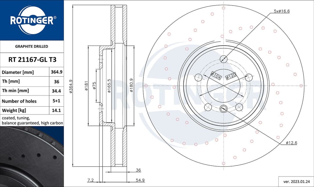 Disc frana ROTINGER RT 21167-GL T3