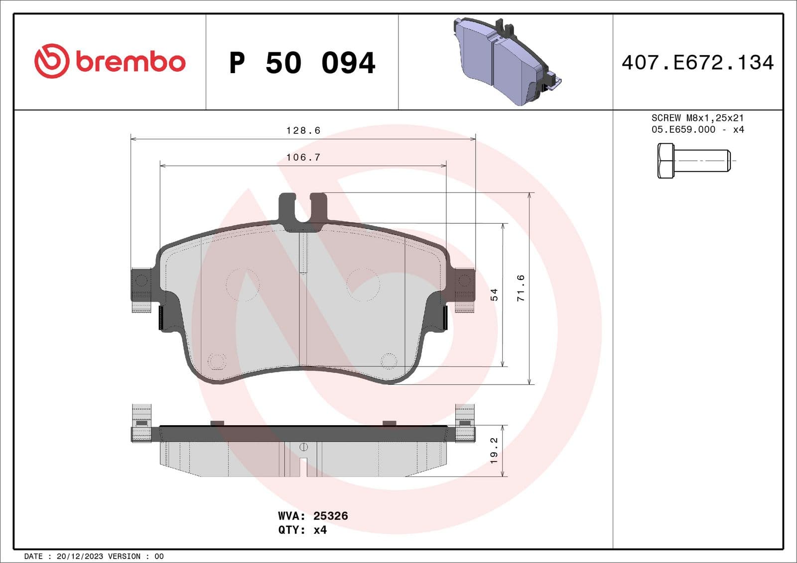set placute frana,frana disc BREMBO PRIME LINE P 50 094