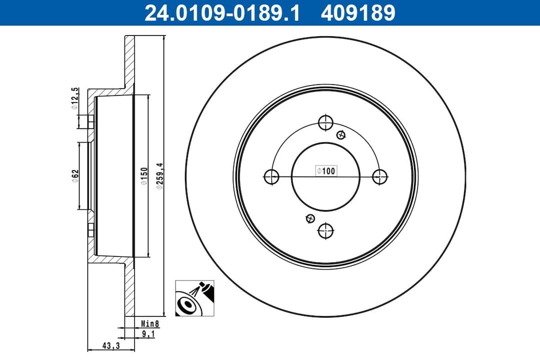 Disc frana ATE 24.0109-0189.1