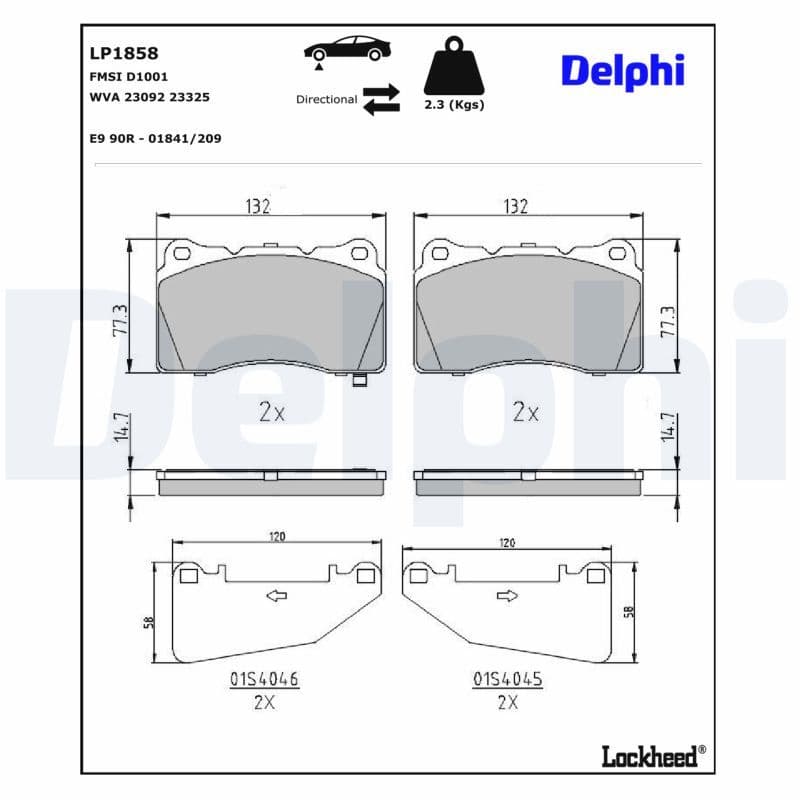 set placute frana,frana disc DELPHI LP1858