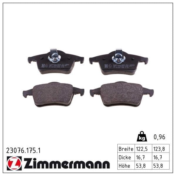 set placute frana,frana disc ZIMMERMANN 23076.175.1