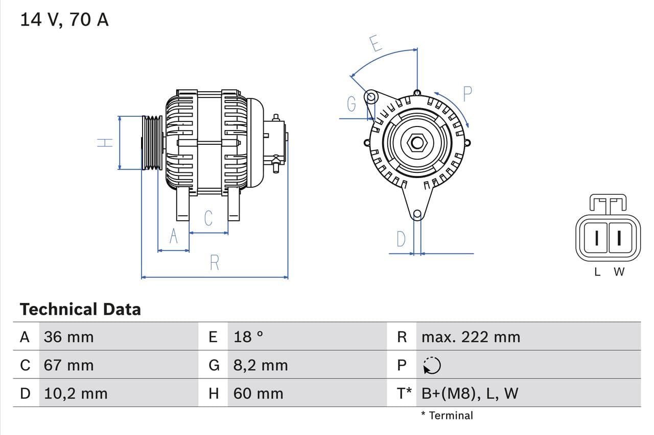 Generator / Alternator BOSCH 0 986 043 101