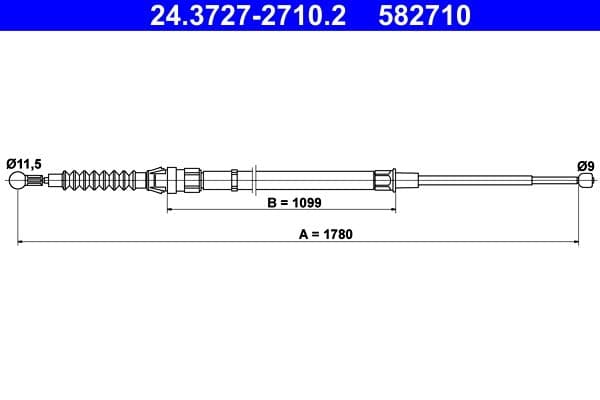 Cablu, frana de parcare ATE 24.3727-2710.2