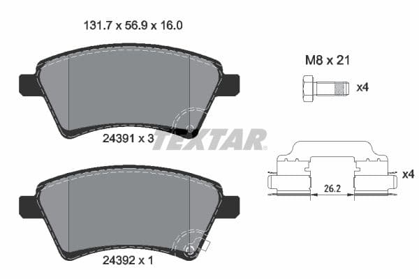 set placute frana,frana disc TEXTAR Q+ 2439101