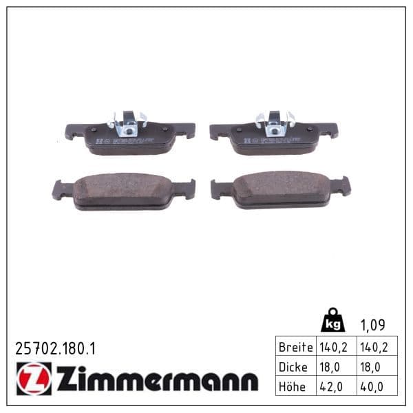 set placute frana,frana disc ZIMMERMANN 25702.180.1