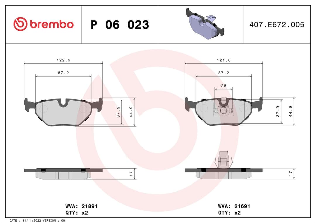 set placute frana,frana disc BREMBO PRIME LINE P 06 023