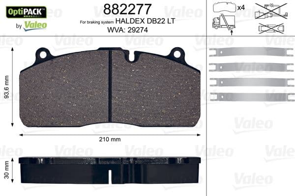 set placute frana,frana disc VALEO OPTIPACK 882277