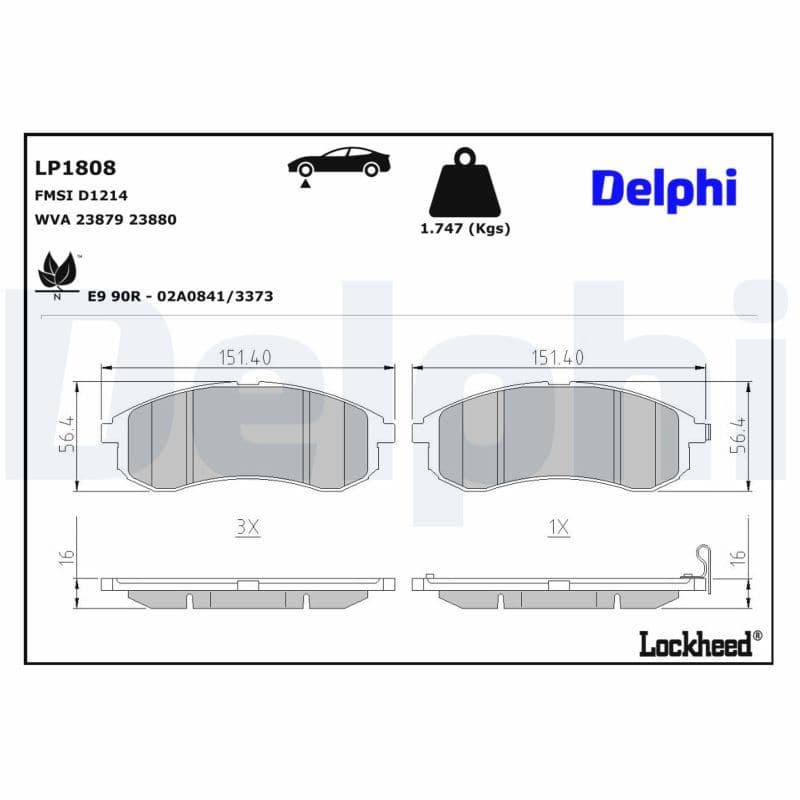 set placute frana,frana disc DELPHI LP1808